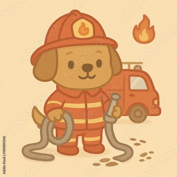 Obraz dog using firefighter suit