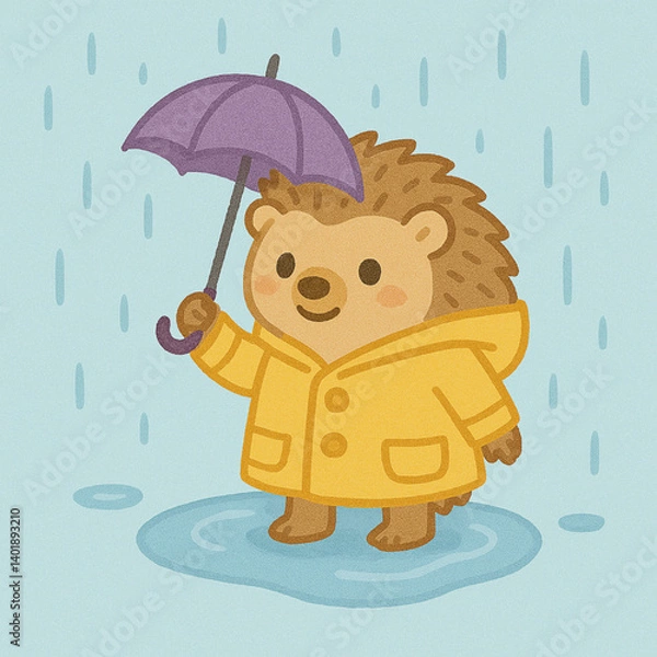 Obraz hedgehog raincoat