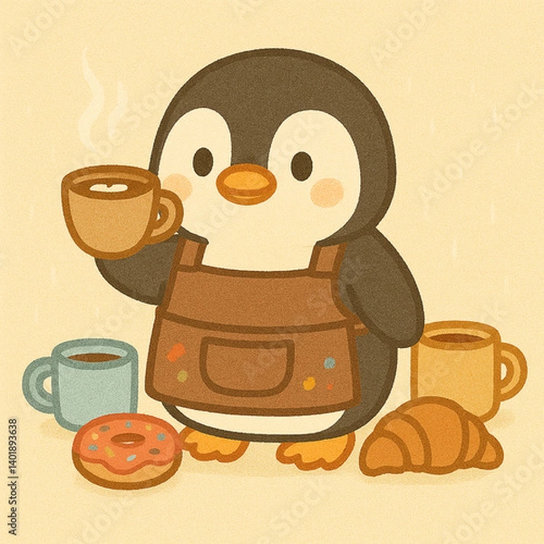 Obraz penguin barista
