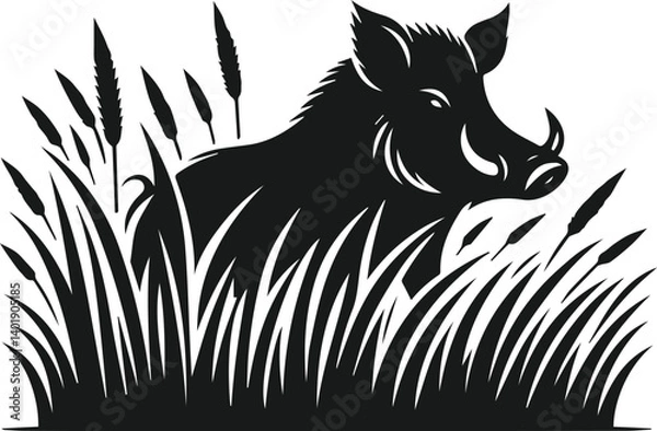 Obraz Wild boar silhouette animal vector