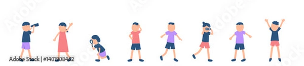 Obraz 島で探索する子供たちのイラスト