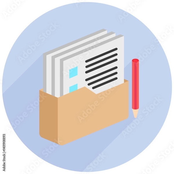 Obraz File Folder isometric 3D icon, mini illustration. use for modern concept, print, UI, UX kit, web and app development. Vector EPS 10, related to learning and education, science