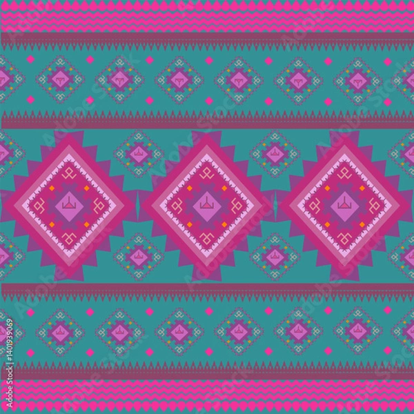 Obraz seamless knitted pattern with flowers