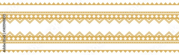 Fototapeta Gold ethnic ornament with geometric tribal border pattern.