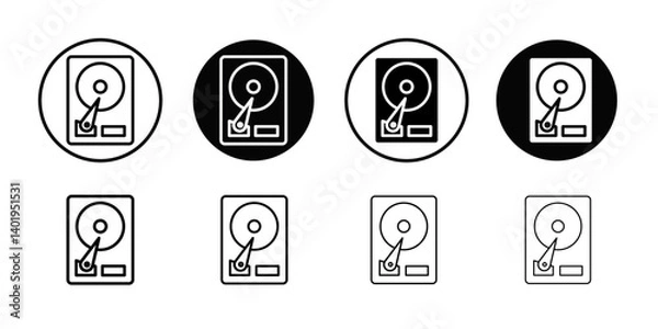 Obraz Hard disk drive icon Thin line art collection