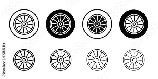 Fototapeta Plane turbine icon Thin line art collection