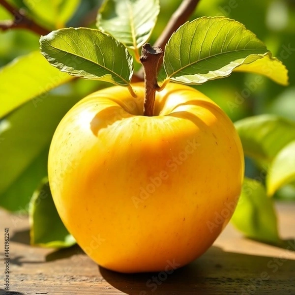 Fototapeta yellow apple on a tree