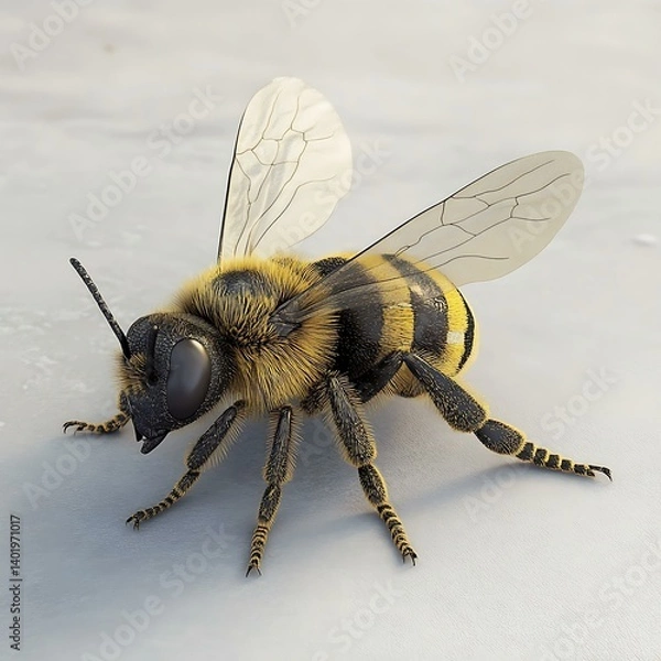 Fototapeta A Furry Bee on the Ground Close Up View of excellence in splendor beyond compare with grace