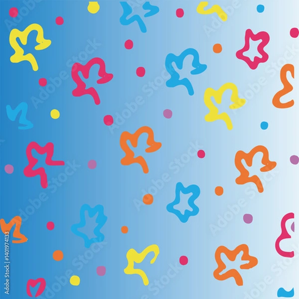 Fototapeta Seamless Confetti Celebration Party Excitement Background.Fun colorful seamless pattern collection. Creative abstract style art background for children. Trendy texture design with basic shapes. Simple