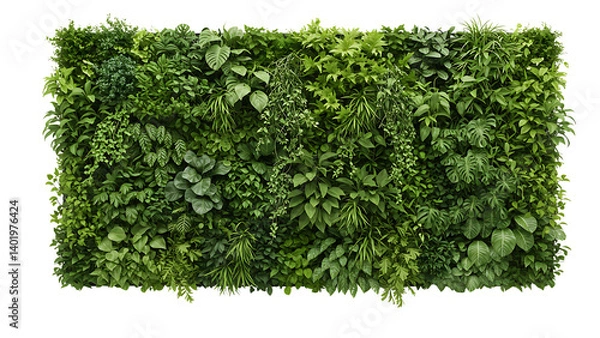 Obraz Lush green vertical garden wall filled with diverse tropical foliage and leafy plant species