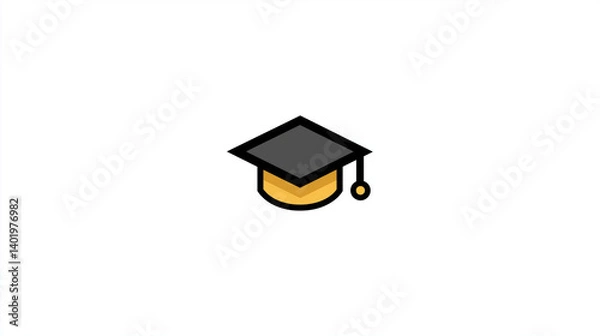 Fototapeta Graduation cap icon in minimal vector style isolated on white background for education and academic concepts