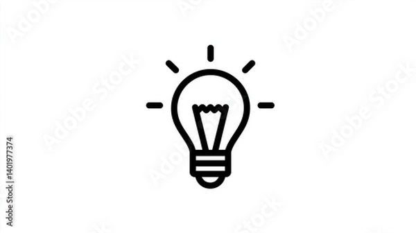 Fototapeta Line icon of a lightbulb representing idea or innovation isolated on white background for creativity and inspiration concepts