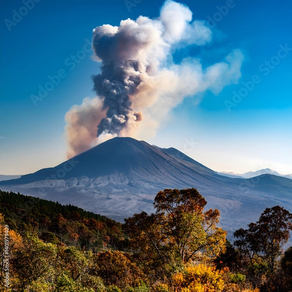 Obraz volcano with clouds