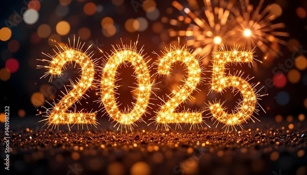 Fototapeta Sparkling New Year's Celebration: Welcoming 2025