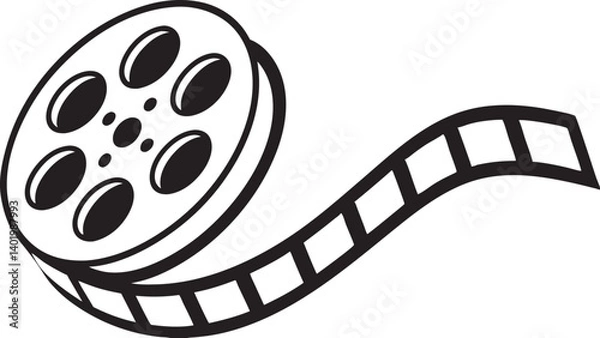 Fototapeta film strip, film reel movie vector art, film strip frame silhouette vector illustration