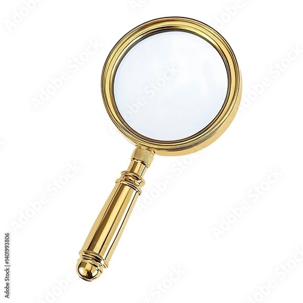 Obraz a handheld magnifying glass, investigative tool element isolated on white background