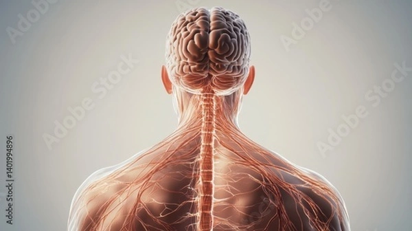 Fototapeta Medical reference image of the human nervous system in 3D