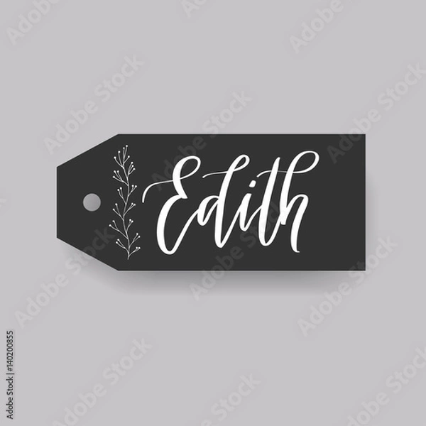 Fototapeta Common female first name on a tag. Hand drawn calligraphy. Wedding typography element.