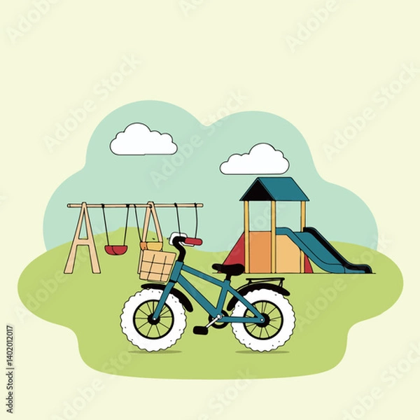 Fototapeta Playground Scene with Bicycle