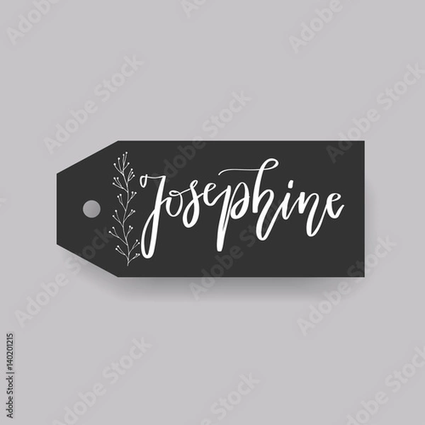 Fototapeta Common female first name Josephine on a tag. Hand drawn calligraphy. Wedding typography element.