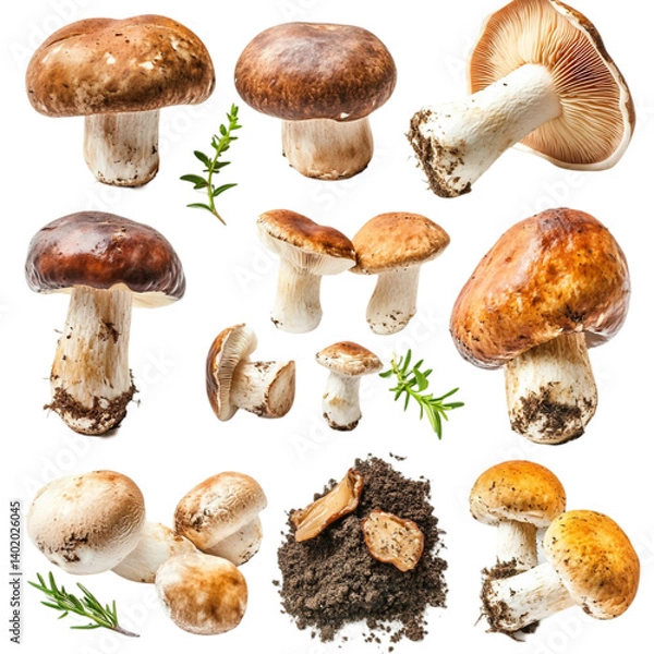 Fototapeta Colorful array of mushrooms earthy tones and vibrant background delightful harvest