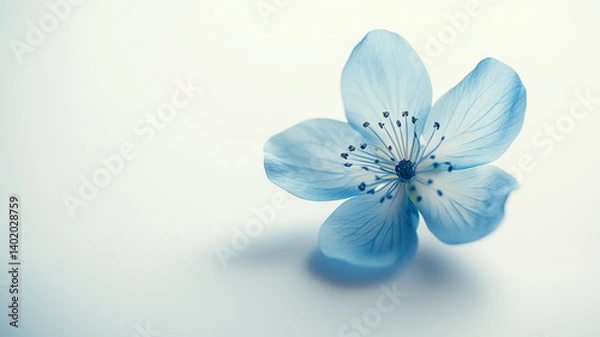 Fototapeta A Single Blue Flower Gracefully Resting on a White Canvas with Vibrant Colors and Perfect Transparency (7)