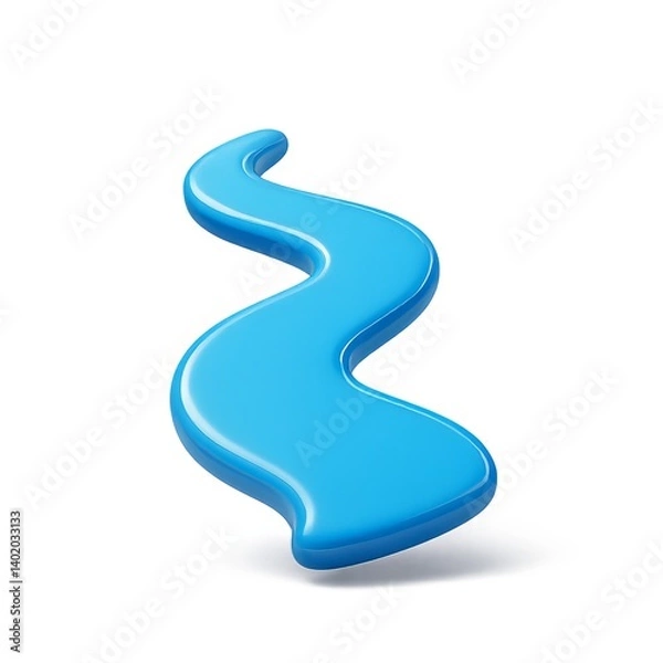 Fototapeta Vibrant 3D River Icon in Simple Design for Creative Projects