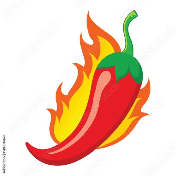 Fototapeta red chilli with firing vector
