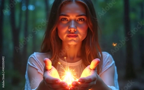 Fototapeta Dark Fantasy Scene with Glowing Flame
Ethereal Fire Floating Above Hand
Magical Fire Held by Enigmatic Figure