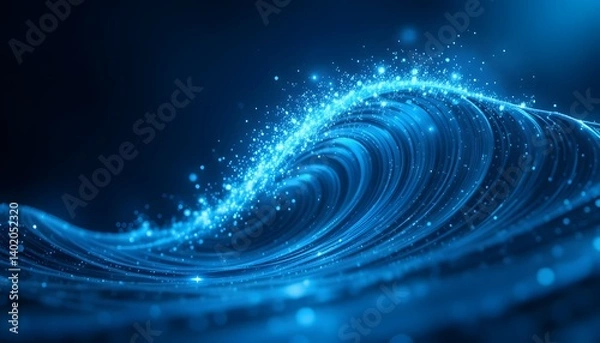Fototapeta Illuminated Ocean Waves at Sunset with Ethereal Blue Glow
