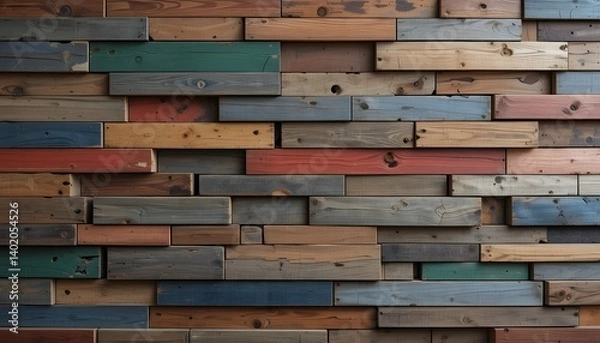 Fototapeta Rustic Multi-Color Wooden Wall for Interior Design Charm
