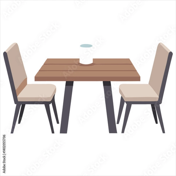 Fototapeta Minimalistic Modern Table and Chair Set with Sleek Lines and Wooden Texture in Neutral Colors