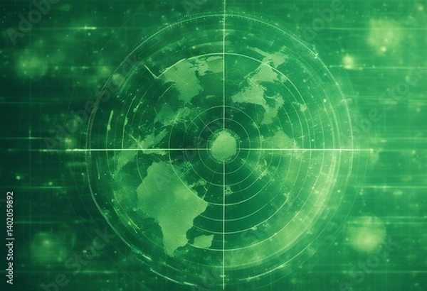 Fototapeta map green world radar nuclear locate discover abstract background missile illustration circle discovering fly equipment construction army global alert protection plane aeroplane kill monitor defense