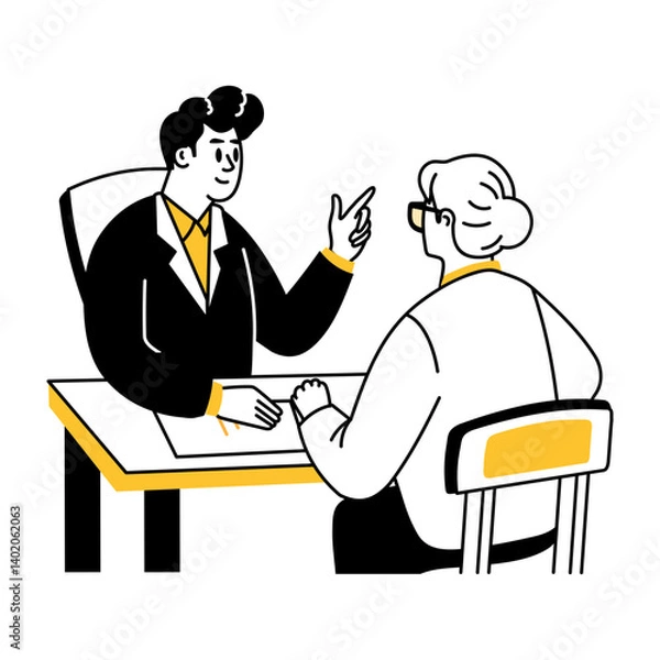 Obraz Insurance advisor illustration in hand drawn style 
