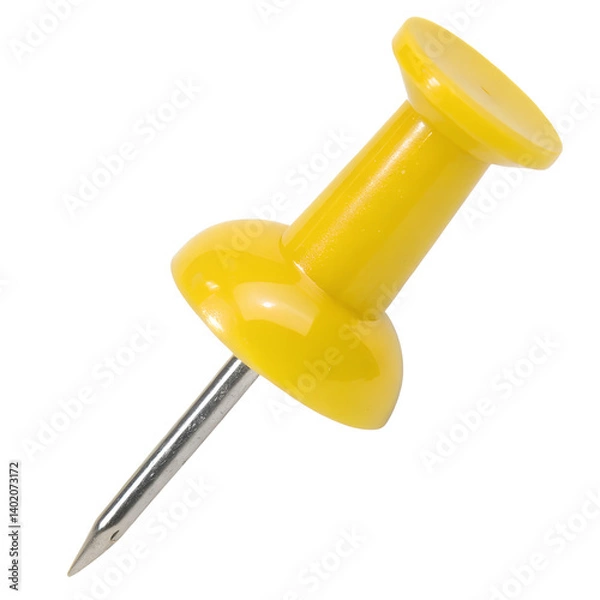 Obraz Yellow push pin isolated on transparent background