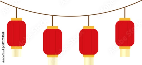 Obraz SVG Vector illustration of a red vintage lantern. This classic oil lamp design evokes a nostalgic and warm feeling, perfect for use in retro-themed projects, camping illustrations traditional Asian