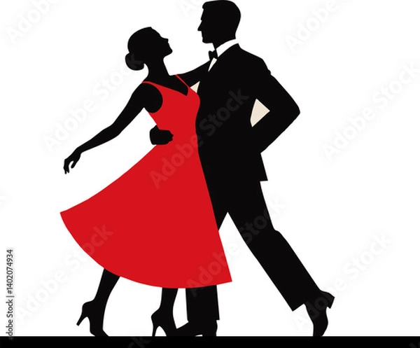 Obraz vector dancer silhouette illustration