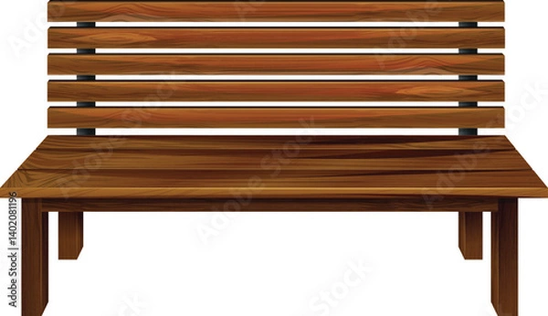 Obraz Wooden Park Bench Vector Illustration Isolated on White Background
