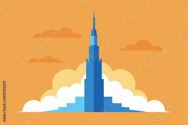 Fototapeta vector illustration of mosque in the sky