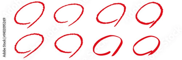 Fototapeta 手描き赤丸　採点　テスト　セット