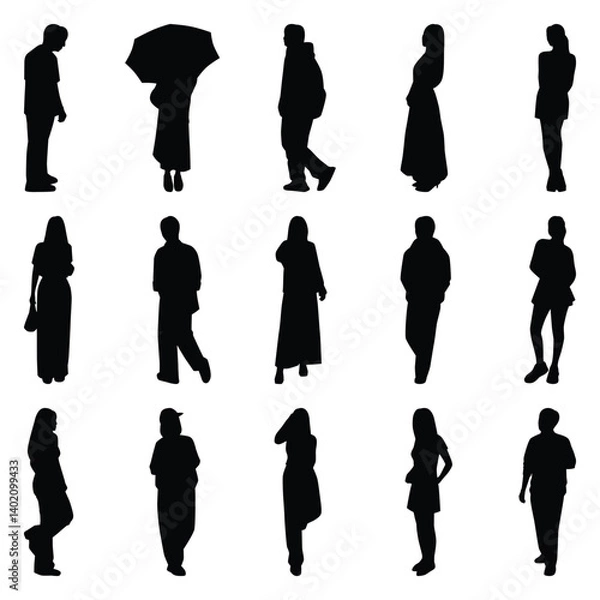 Obraz Vector collection set of individual people silhouettes.	
