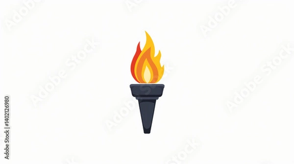 Fototapeta A fiery torch burning bright symbolizing hope victory and the pursuit of dreams with a simple clean design against a white background