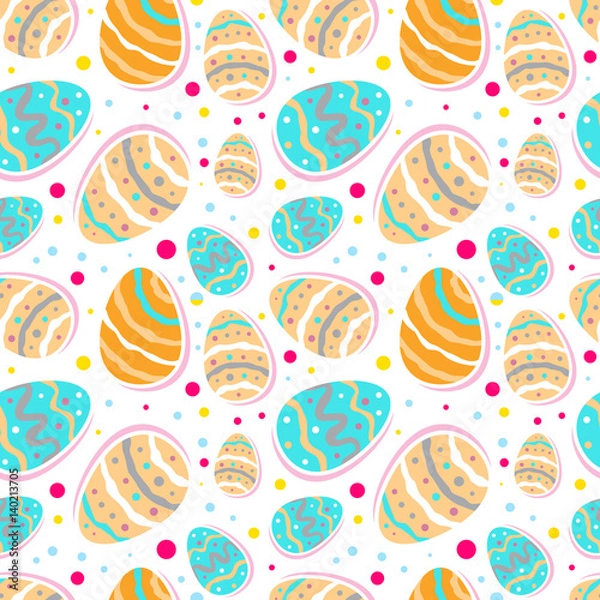 Fototapeta Vector Easter Seamless Pattern with Colorful Eggs