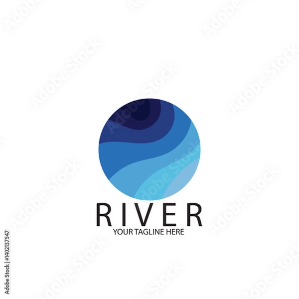 Fototapeta isolated blue river logo and vector template