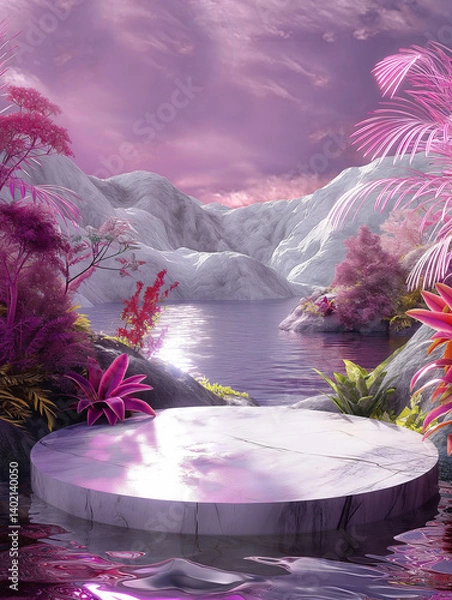 Obraz fantasy landscape with flowers