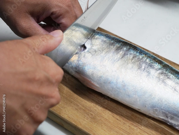 Obraz アカアジの調理