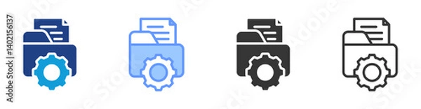 Fototapeta Folder Management icon set multiple style collection