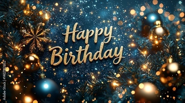 Fototapeta Happy Birthday Celebration with Shiny Decorations and Laughter Creating Beautiful Memories for Everyone.Generative AI みんなのために美しい思い出を創り出すきらめく装飾と笑い声で満たされたハッピーバースデーのお祝い