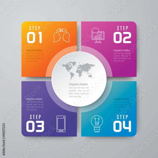 Fototapeta Infographics design vector and business icons with 4 options.