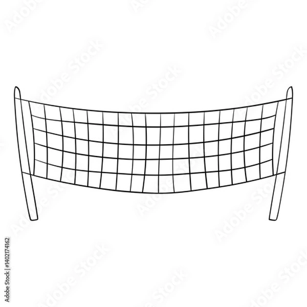 Fototapeta beach volleyball net style line cute doodle illustration